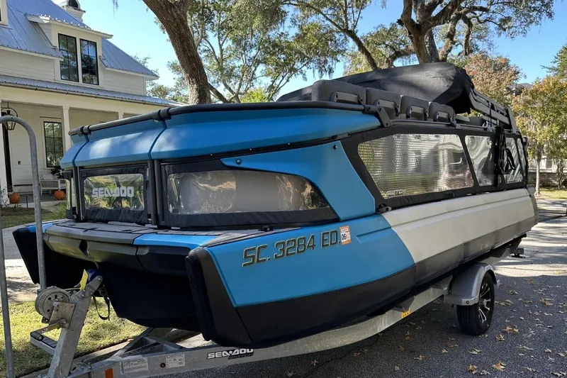 The Image of 2023 Bombardier Sea Doo on trailer, parked in residential area. - 0