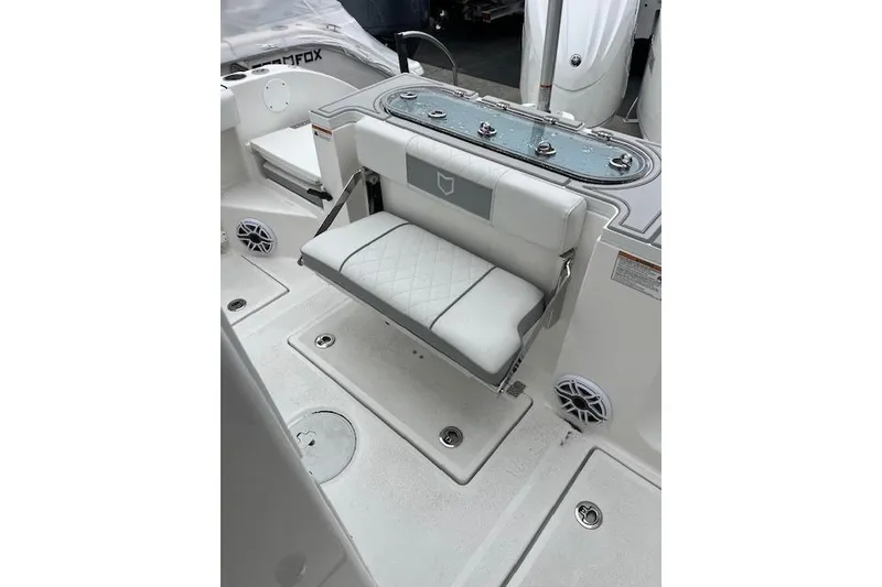 Slide: The Image of 2026 Sea Fox 288 Commander boat interior with foldable seat and modern design. - 15
