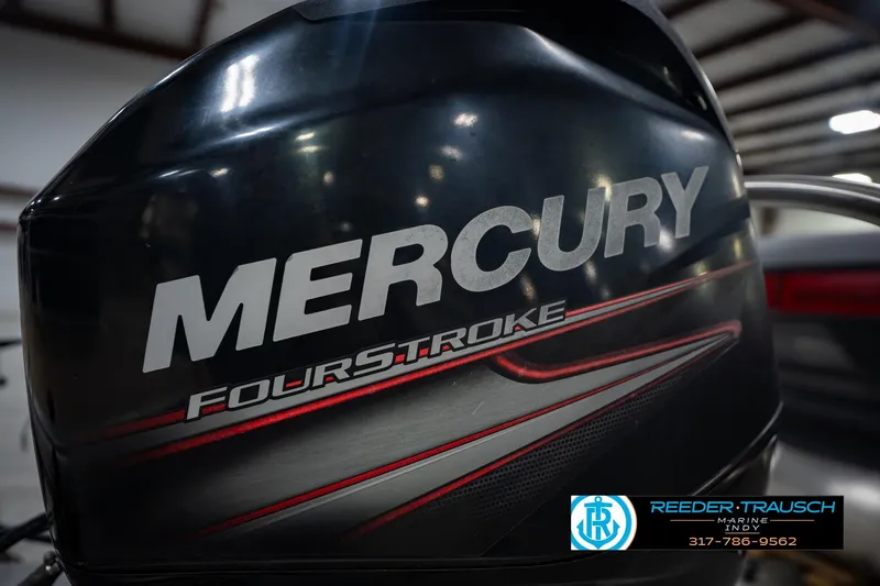 Slide: The Image of Mercury FourStroke engine on 2014 Sun Tracker Party Barge 20 DLX, Reeder-Trausch Marine. - 45