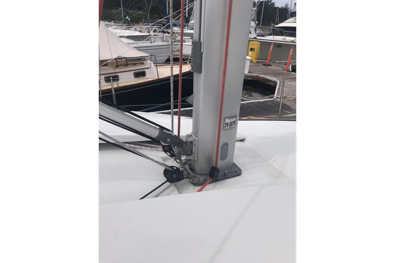 Slide: The Image of Jeanneau Sun Odyssey 41 DS 2017 sailboat mast and rigging at marina. - 22