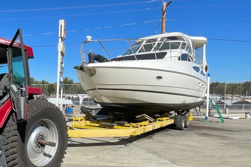 Slide: The Image of 2004 Cruisers Yachts 455 Express Motoryacht on trailer, ready for transport. - 6