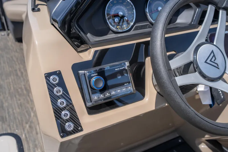 Slide: The Image of 2026 Viaggio X24U boat dashboard with steering wheel and control panel. - 27