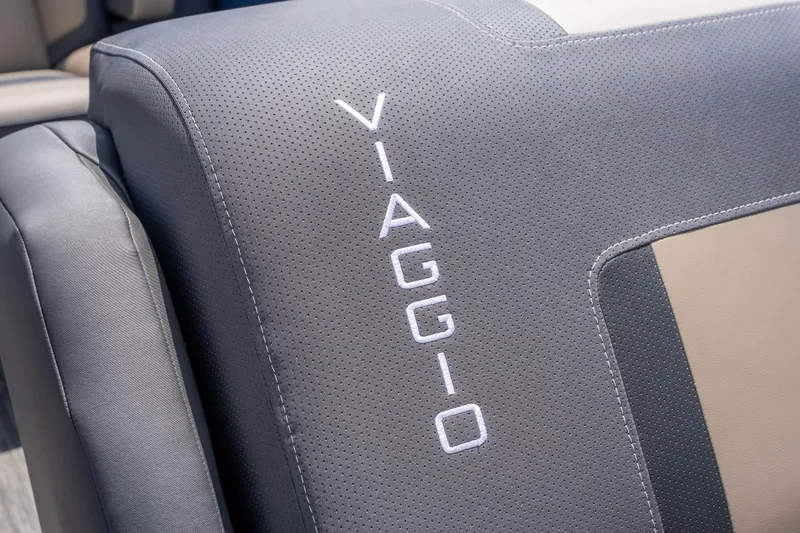 Slide: The Image of Close-up of Viaggio X24U 2026 model seat with embroidered logo. - 34