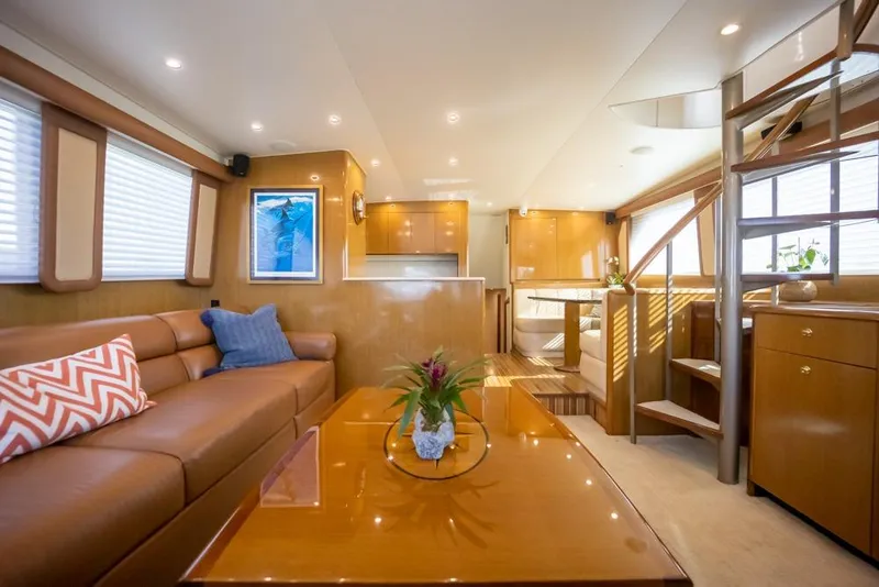 Slide: The Image of Luxurious interior of 2003 Viking 65 EB yacht with elegant furnishings and modern design. - 43