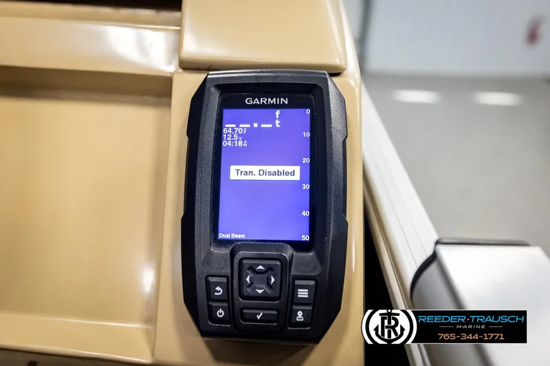 Slide: The Image of Garmin display on 2018 Bennington 24 SSBXPDL boat showing "Tran. Disabled" message. - 37