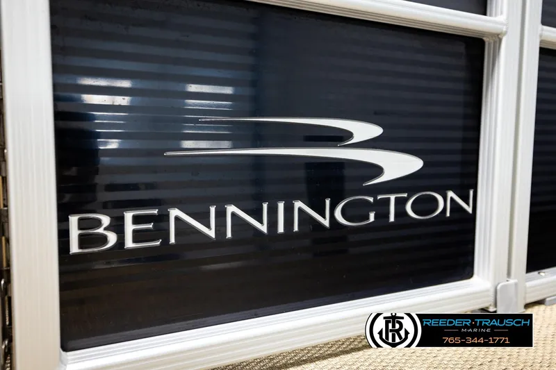 Slide: The Image of Bennington 24 SSBXPDL 2018 boat logo with Reeder-Trausch Marine contact details. - 51