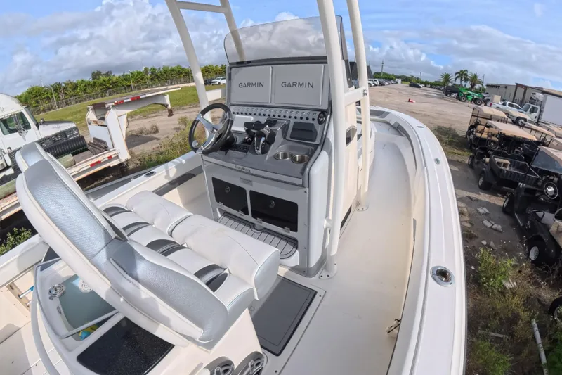 Slide: The Image of 2023 ShearWater 270 Carolina Flare boat interior with Garmin navigation system. - 17