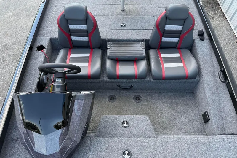 Slide: The Image of 2023 Ranger RT188P boat interior with dual seats and steering console. - 9