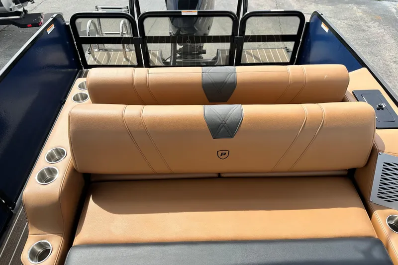 Slide: The Image of Luxurious seating on 2026 Premier 250 Intrigue RLO boat with cup holders. - 11