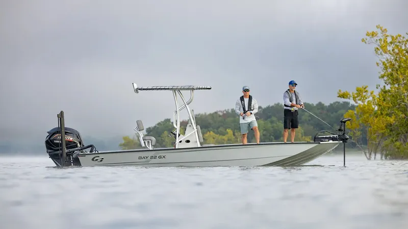 Slide: The Image of Two anglers on a G3 Bay 22 GX boat, 2026 model. - 24