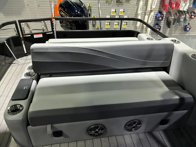 Slide: The Image of Interior of 2026 SunCatcher Fusion 324SL with gray seating. - 9
