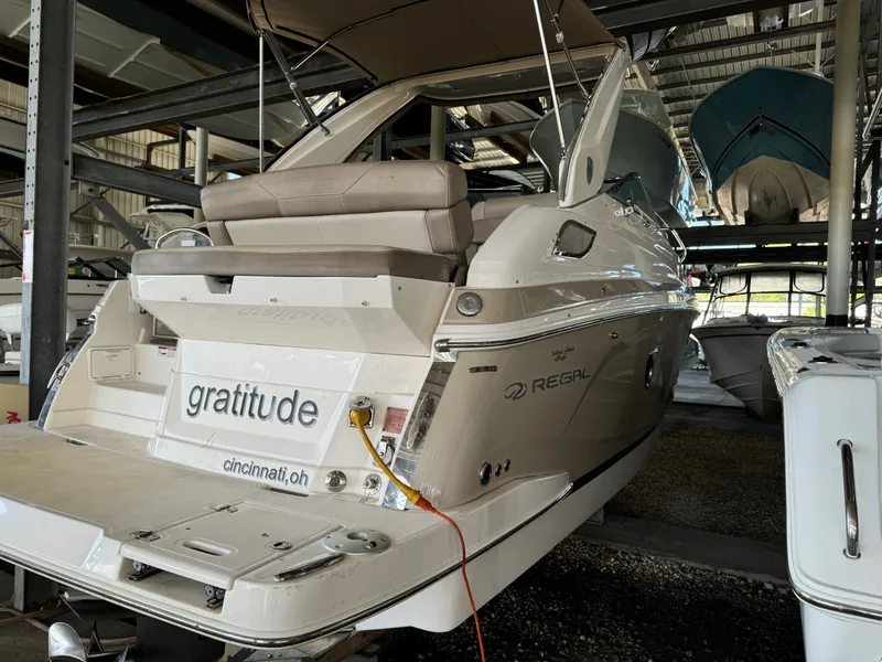 Slide: The Image of 2015 Regal 28 Express boat in dry dock, Cincinnati, Ohio. - 4