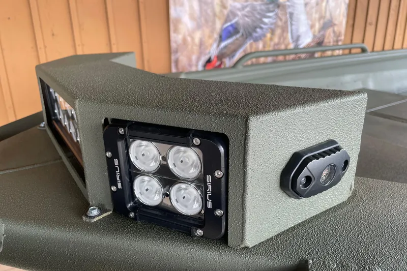 Slide: The Image of Close-up of 2026 Reaper Boats 753 Timber Reaper's LED light detail. - 7