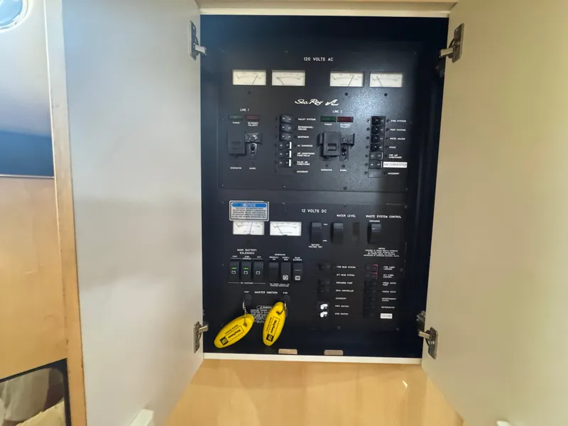 Slide: The Image of Electrical control panel of 1999 Sea Ray 380 Sundancer. - 45