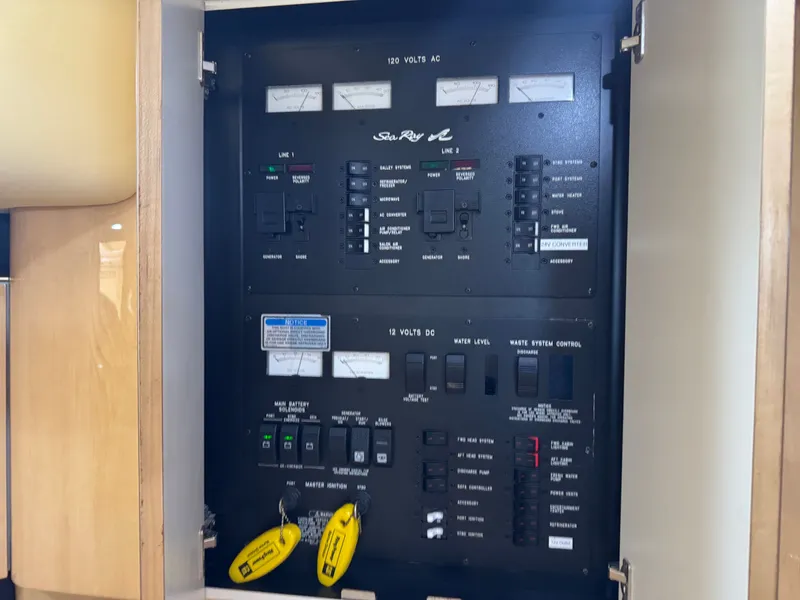 Slide: The Image of Electrical control panel of 1999 Sea Ray 380 Sundancer. - 46