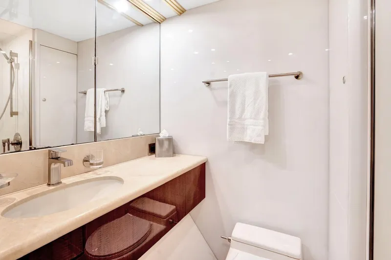 Slide: The Image of Luxurious bathroom in 2001 Lazzara Motoryacht with elegant fixtures and modern design. - 29