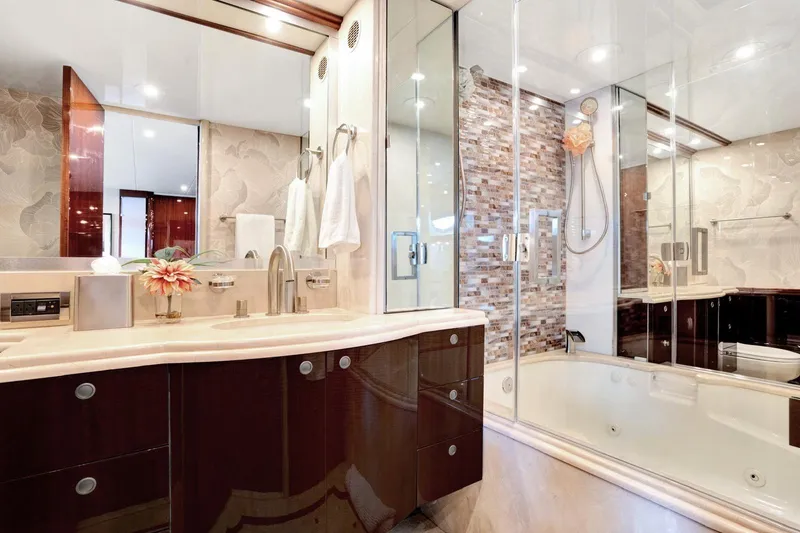 Slide: The Image of Luxurious bathroom in 2001 Lazzara Motoryacht with elegant fixtures and modern design. - 32