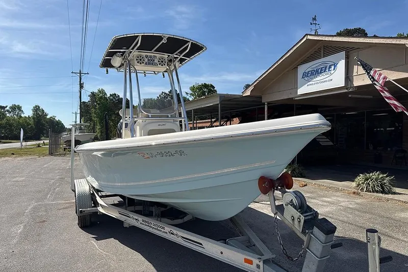 Slide: The Image of 2021 Bulls Bay 2200 boat on trailer outside Berkeley Outdoors dealership. - 13