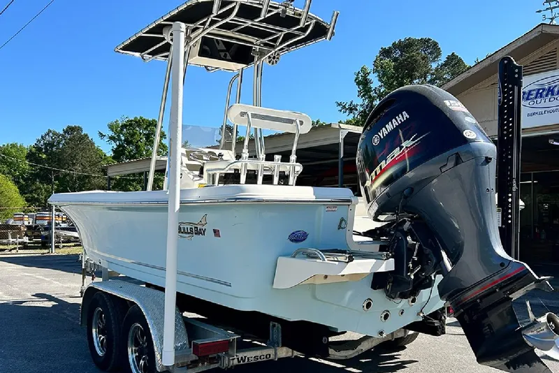 Slide: The Image of 2021 Bulls Bay 2200 boat with Yamaha outboard motor on trailer. - 7
