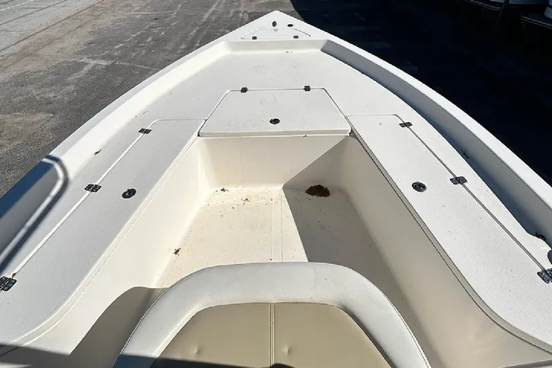 Slide: The Image of 2021 Bulls Bay 2200 boat deck with storage compartments, viewed from above. - 9