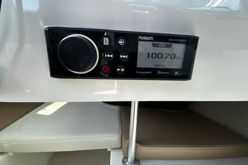 Slide: The Image of Fusion MS-RA70NSX stereo system in 2019 Parker 2320 Sport Cabin boat. - 21