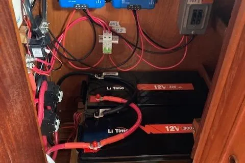 Slide: The Image of Electrical system with Li Time 12V batteries in a 1983 Wauquiez 38 sailboat. - 18