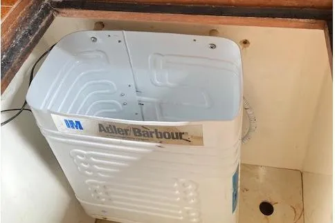 Slide: The Image of Adler/Barbour refrigeration unit in 1983 Wauquiez 38 sailboat interior. - 7