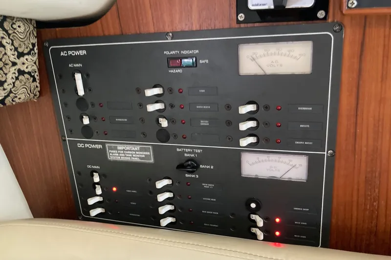 Slide: The Image of Electrical control panel on a 2002 Tiara Yachts 2900 Open boat. - 67