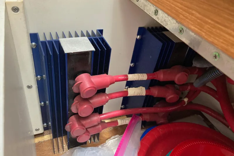 Slide: The Image of Electrical components and wiring inside a 2002 Tiara Yachts 2900 Open boat. - 70