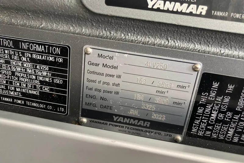 Slide: The Image of Yanmar engine specifications plate on a 2002 Tiara Yachts 2900 Open. - 80
