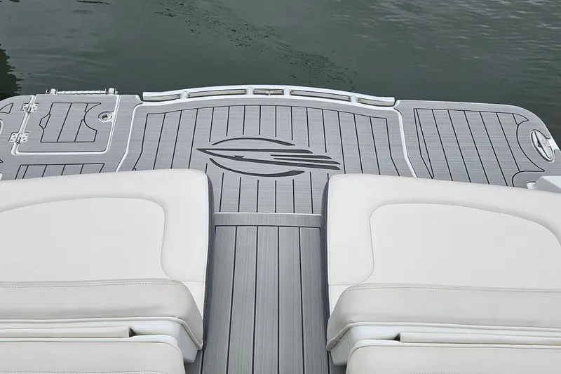 Slide: The Image of 2018 Chaparral 257 SSX boat deck with sleek design and comfortable seating. - 12