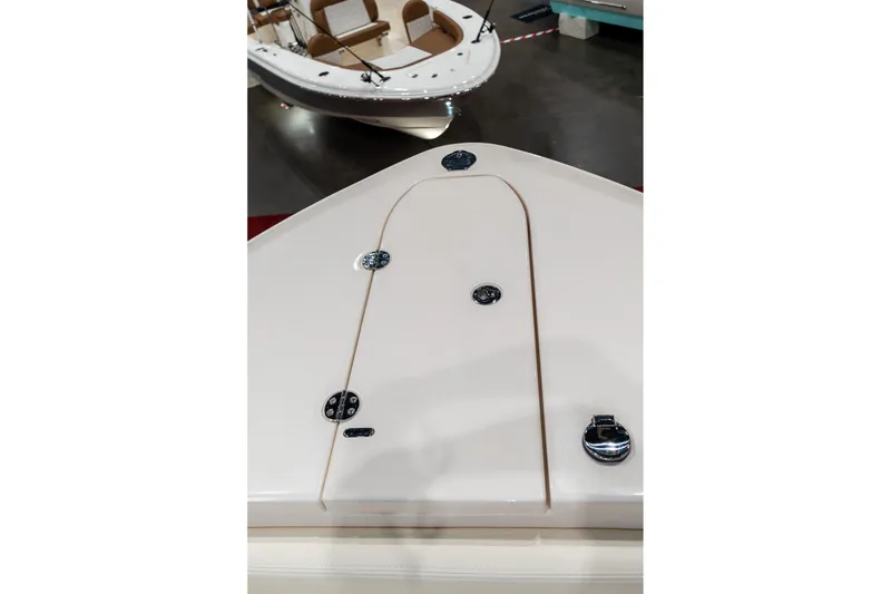 Slide: The Image of Bow deck of 2026 Grady-White Canyon 306 boat, featuring sleek design and hardware. - 24