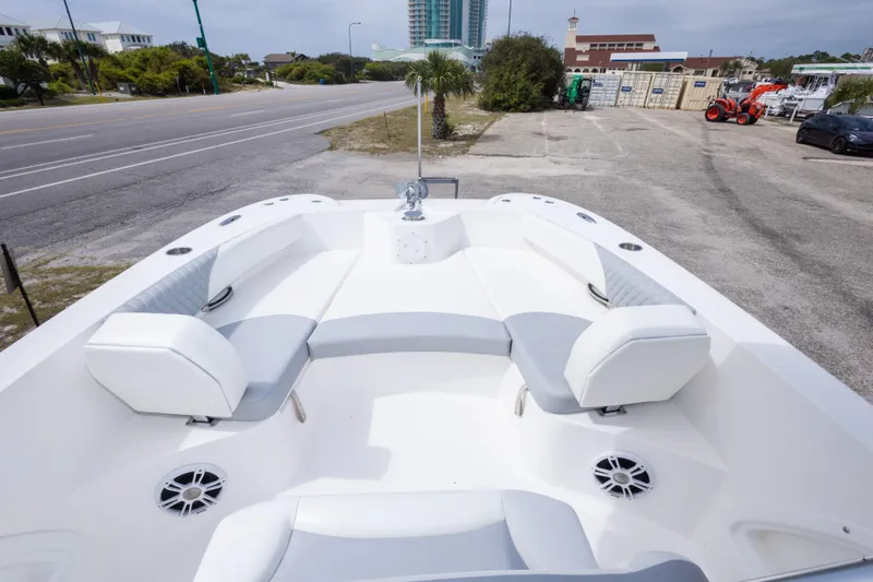 Slide: The Image of 2022 Twin Vee 240 GFX CC boat with spacious seating and modern design. - 34