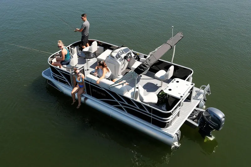 The Image of Manufacturer Provided Image: Sylvan Mirage Fish 820 Party Fish 2026 on water with anglers. - 0
