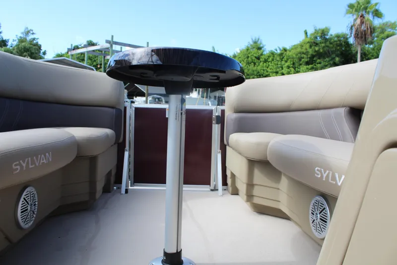 Slide: The Image of 2026 Sylvan Mirage Fish 820 Party Fish interior with seating and table. - 6