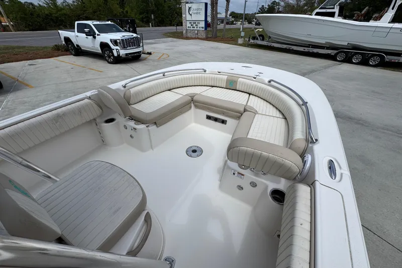 Slide: The Image of 2019 Carolina Skiff 21 Ultra Elite boat interior with spacious seating and modern design. - 16