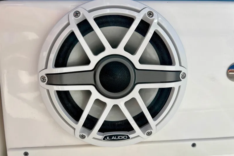Slide: The Image of JL Audio speaker on 2026 Robalo 246 Cayman boat. - 32