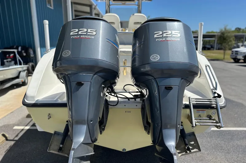 Slide: The Image of Twin 225 horsepower four-stroke engines on a 2007 Century 2600 Center Console boat. - 5