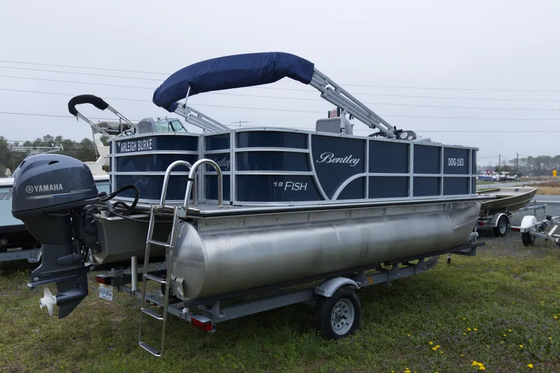 Slide: The Image of 2022 Bentley Pontoons Lil Bentley 180 Fish with Yamaha motor on trailer. - 4
