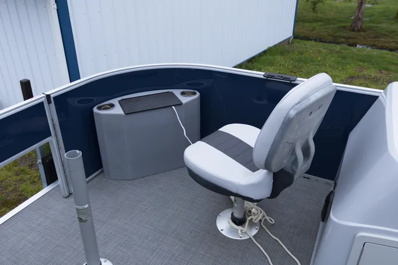 Slide: The Image of 2022 Bentley Pontoons Lil Bentley 180 Fish interior with fishing seat and console. - 8