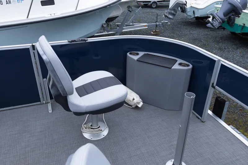 Slide: The Image of 2022 Bentley Pontoons Lil Bentley 180 Fish interior with seating and storage. - 9