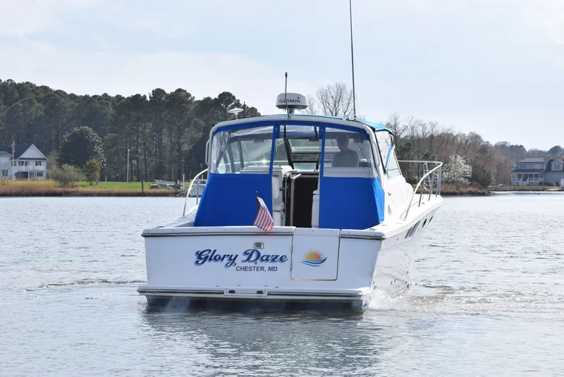 Slide: The Image of 2001 Tiara Yachts 3500 Open on calm waters, Chester, MD. - 2