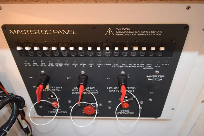 Slide: The Image of Master DC panel of Tiara Yachts 3500 Open 2001. - 34