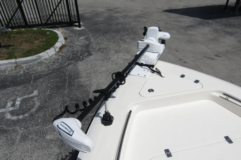 Slide: The Image of 2023 ShearWater 260 Carolina Flare boat with trolling motor on deck. - 40