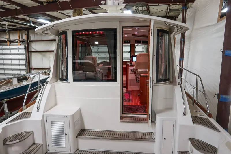 Slide: The Image of 2007 Grand Banks 39 Eastbay SX yacht interior view in a storage facility. - 10