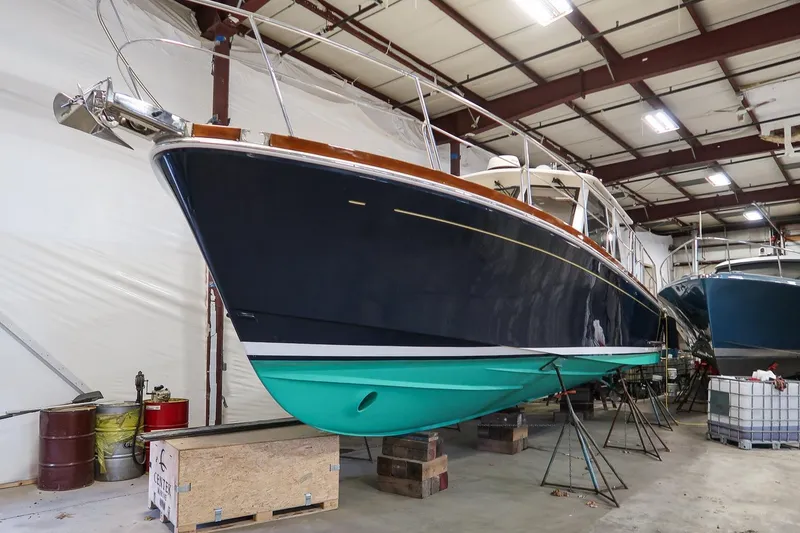 Slide: The Image of 2007 Grand Banks 39 Eastbay SX yacht in indoor storage facility. - 6