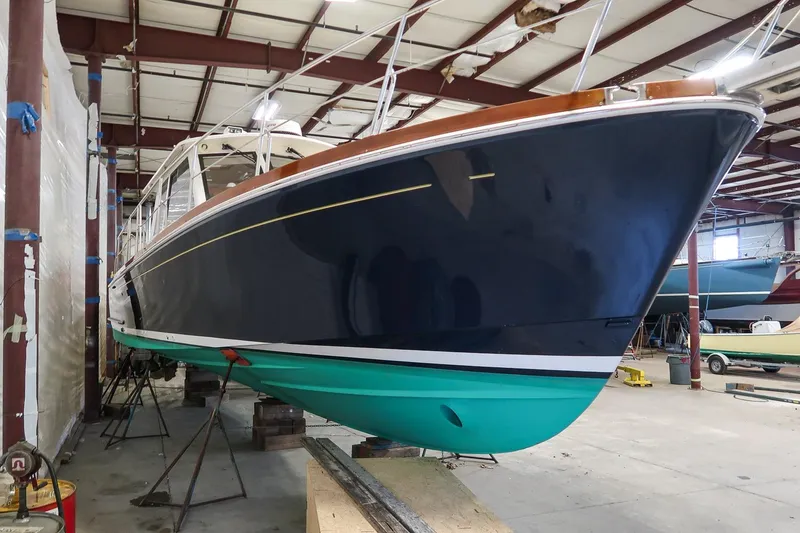 Slide: The Image of 2007 Grand Banks 39 Eastbay SX yacht in a storage facility. - 7