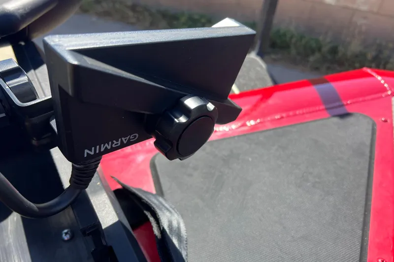 Slide: The Image of Garmin device mounted on 2020 Tracker Pro Team 175 TXW boat, red and black surface visible. - 5