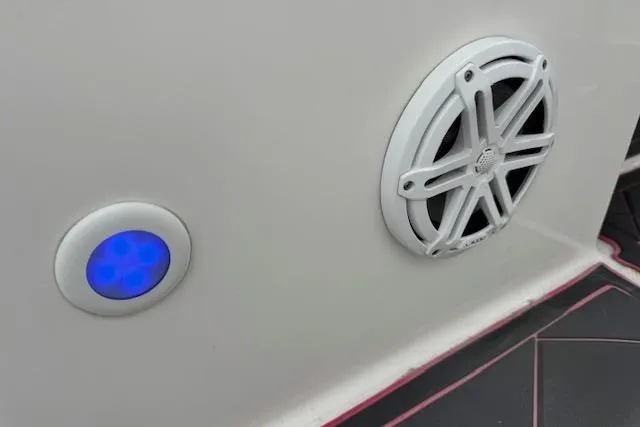 Slide: The Image of Speaker and blue LED light on 2015 Robalo 226 Cayman boat. - 20