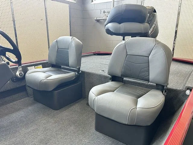 Slide: The Image of Interior of 2026 Tracker Bass Tracker Classic XL with gray seats. - 6